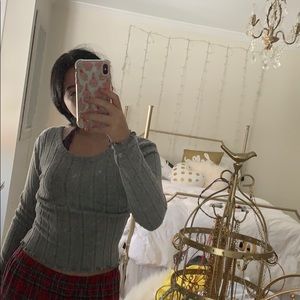 Fashion nova tight sweater gray cropped